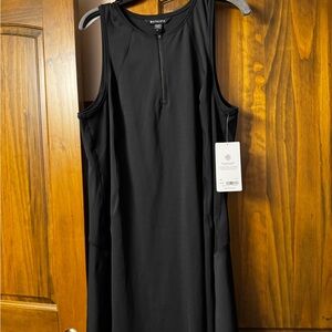 Athleta Black Sleeveless Mini Dress with Front Zip